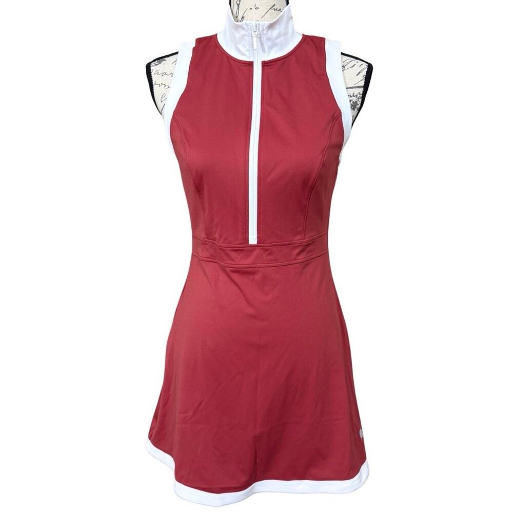 Pickletini Yasmin Zip Front Dress Size S Rust Sleeveless Pickle Ball NEW